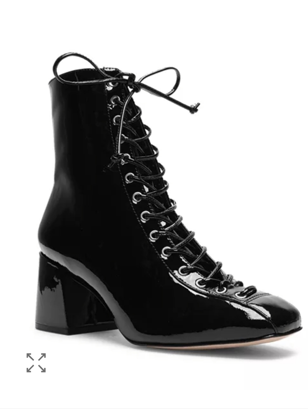 Schutz Kika Black Patent Leather Lace-up Heeled Bootie 5B